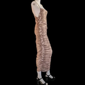 Almost Famous Reptile Print Midi-Dress With Ruching Detail On The Sides